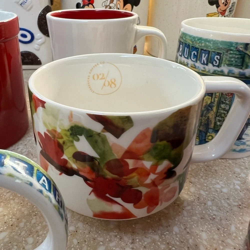 6 Starbucks Mugs Lot 2006 2016 Red & Black Checkered Winter Wonderland Dove